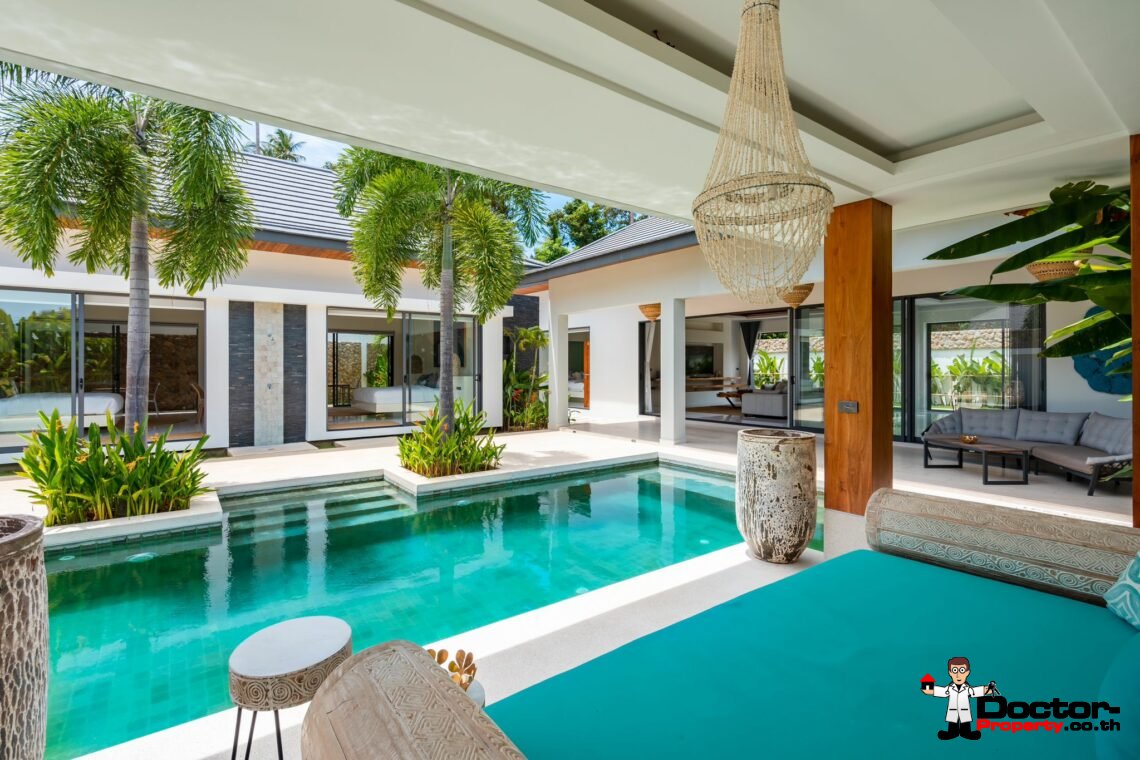 New Luxury Balinese Style Modern 3 Bedroom Pool Villa – Mea Nam, Koh Samui – For Sale
